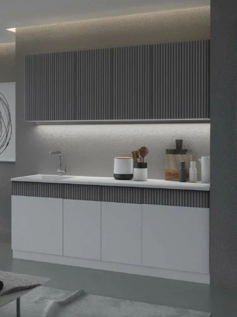 Кухонный гарнитур София Гренто 2м белый текстурный/ антарес со столешницей, ЛДСП/МДФ